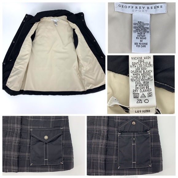 Geoffrey Beene Sport Black Plaid Lightweight Puffer Vest, Medium - Picture 16 of 16